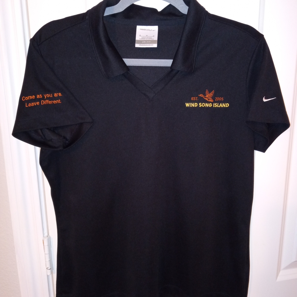 Black Nike Polo Shirt with Orange Embroidery